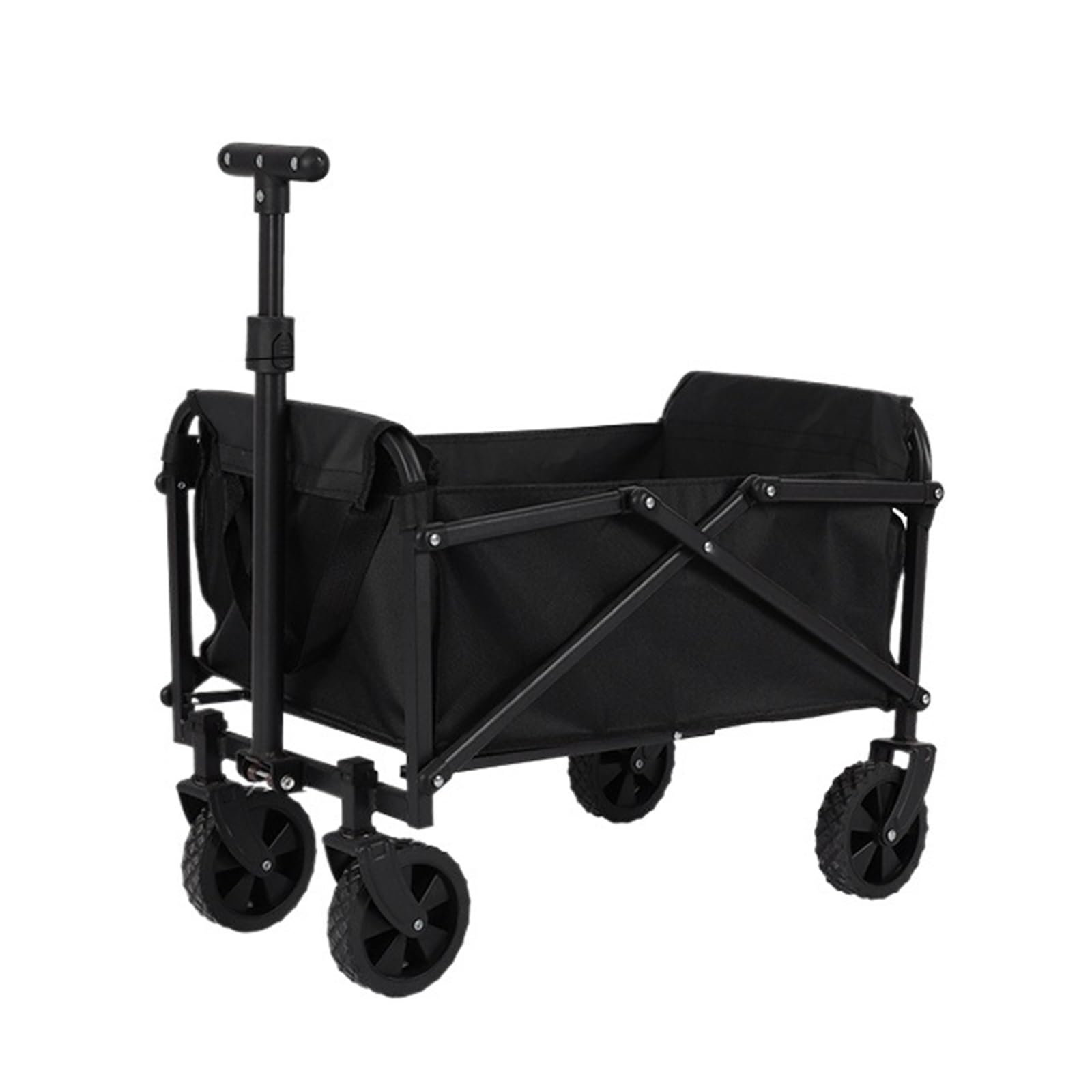 Wagons Carts Foldable, Black Small Handcart Outdoor Garden Folding Cart Collapsible Shopping Wagon Portable Picnic Beach Trolley,Collapsible Wagon