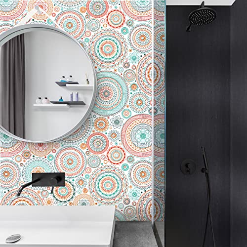 Wudnaye Boho Wallpaper Peel And Stick Wallpaper Boho Contact Paper For Cabinets 17.7 Inch × 118 Inch Colorful Removable Contact Paper Classroom Wallapepr Self Adhesive Decorative Wall Paper Vinyl #TOP7