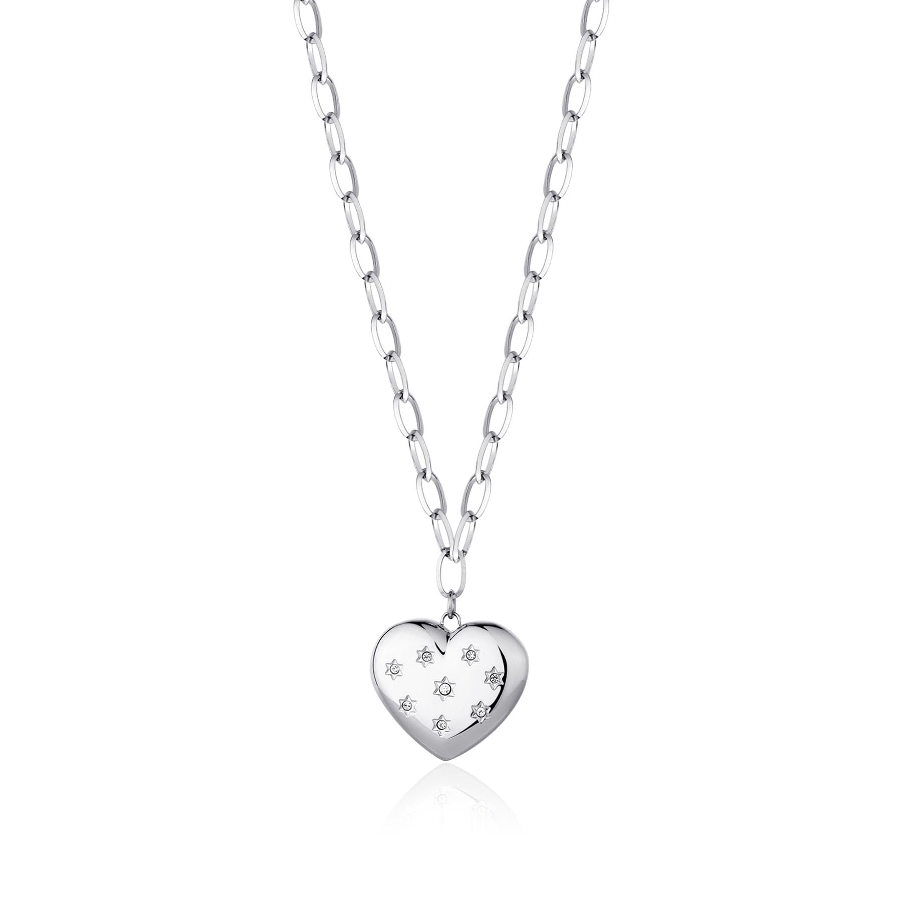 S'Agapõ Collana Donna, Collana Lunga Donna in Acciaio e Cristalli con Simbolo Cuore | Collezione Stellar - SSE04