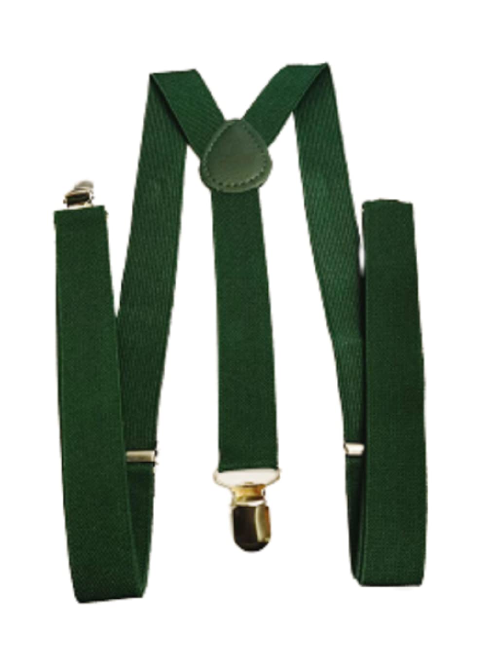 L&L® MENS LADIES UNISEX ADJUSTABLE SLIM BRACES TROUSER SUSPENDERS FANCY DRESS CLIP ON (Dark green)