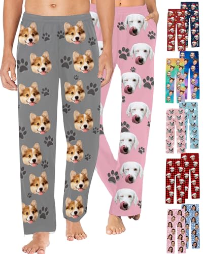Custom Face Pajama Pants Men Women Personalized Photo Pajama Bottoms Printed Customized Dog Pet Face Sleepwear Pants