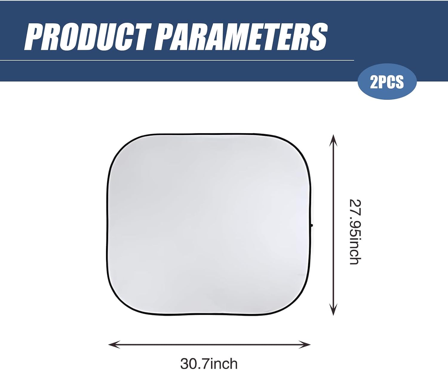 2 PCS Car Front Windshield Sunshade Cover, Reflective Design, 30.7In x 27.95In Cooling Vehicle Windshield Accessories, Universal Automotive Retrofit Accessory for Most Cars (Silver)