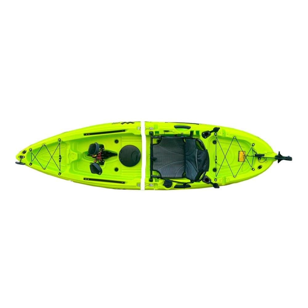 Samoa Kayak de pêche démontable avec sonde, siège réglable, kit complet avec gilet et pagaie Vert fluo