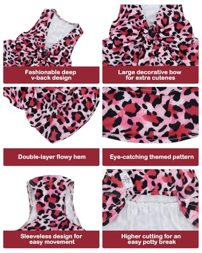 Image of CuteBone UPF50+ Dog Dresses for Small Dogs, Summer Sleeveless Deep V-Back Pet Dress with Big Bow, Breathable Swimwear Fabric, Cooling Stretchy Puppy Clothes for Outdoor Wedding Party Beach DV01M