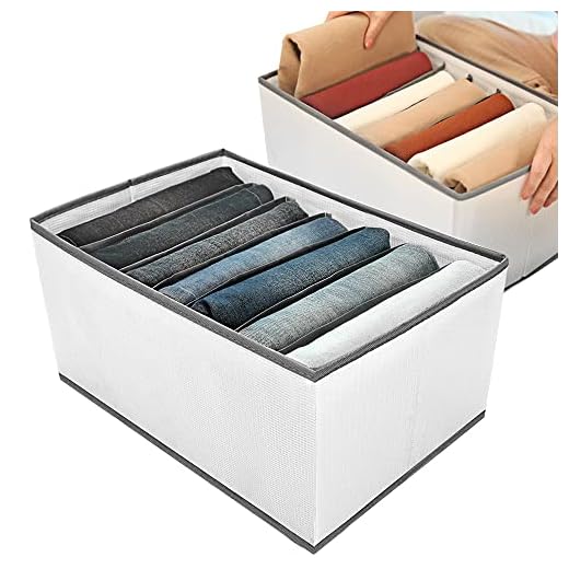 EASEVE Wardrobe Closet Organizer and Storage for Clothes - 7 Grids Foldable Drawer Dividers Organizers for Jeans | Pants | Shirts | Leggings, Stackable Clothing Bins for Closets Organization (2PCS)