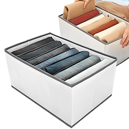 Cajas Organizador Armario Ropa - Separadores de Cajones Organizadores para Guardar Pantalones Vaqueros Jeans Camisetas Jerseys, Plegable Cajas Almacenaje Ropa, Cestas de Almacenamiento (2 Piezas)