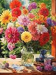 Cross & Glory - Rainbow Dahlia Delight - 1000 Piece Jigsaw Puzzle for Adults | Vibrant Flower Collection | Satin Finish | Challenging & Colorful Art