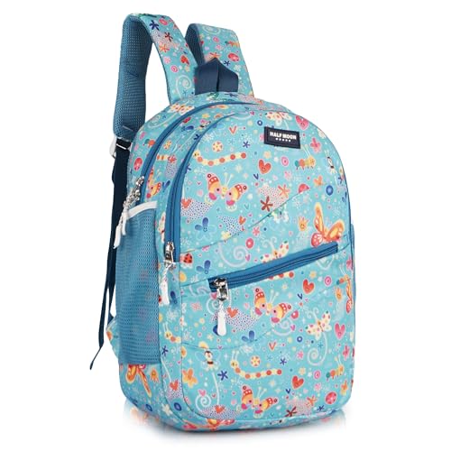Half Moon Butterfly 15L Kids School Bag | Pre-Nursery to Class 2 | Unisex Backpack for Boys & Girls | Lightweight & Comfortable Daypack for School & Daily Use (Sky Blue)
