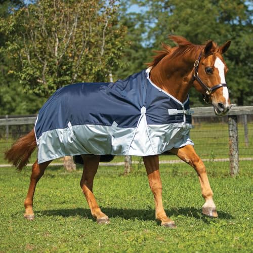 Dura-Tech Viking Horse Turnout Sheet | Open Front with 2 Buckle | Waterproof, Windproof & Breathable Blanket | Criss-Cross Surcingle | Winter Horse Blanket | Color Black/Gray | Size 74