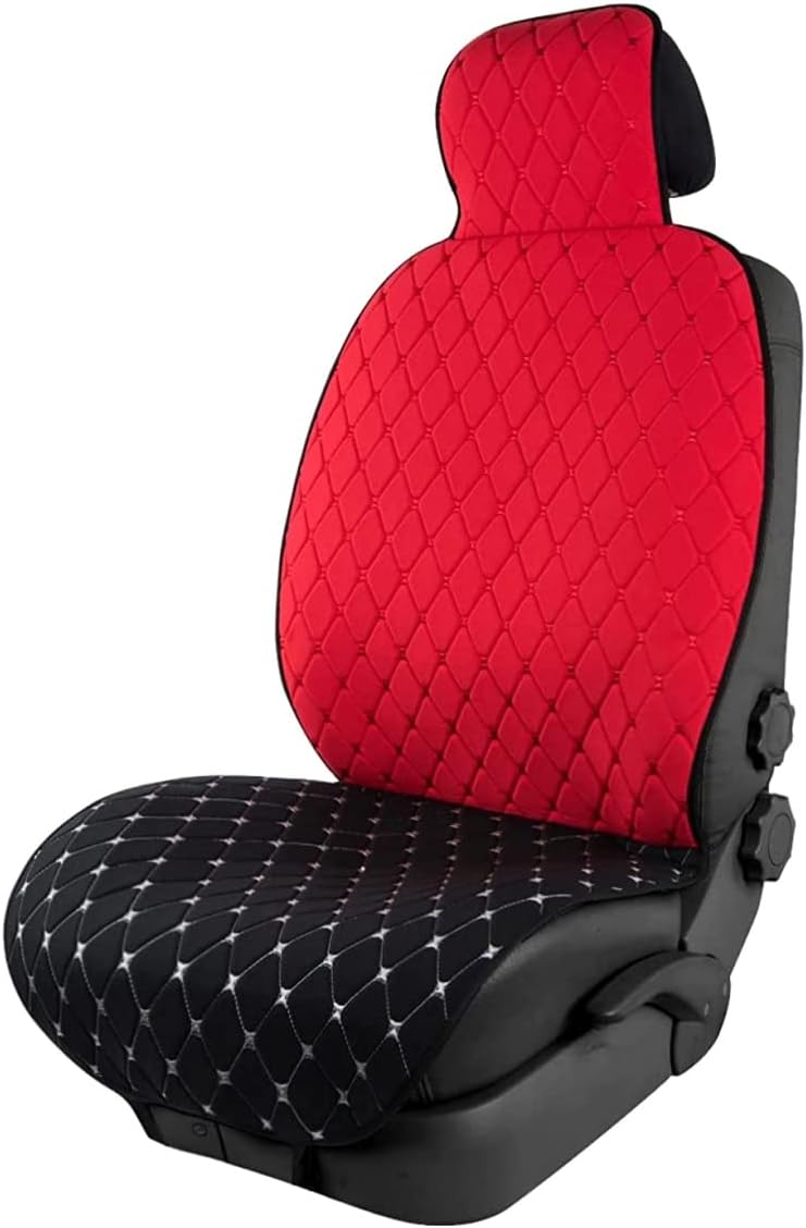 CAR PASS Linen Car Seat Cover, Anti-Slip Cotton Seat Cushion,1 PC Sideless Set Easy Install 30sec, Universal Fit for SUV Sedan Van Truck(Black Gray)