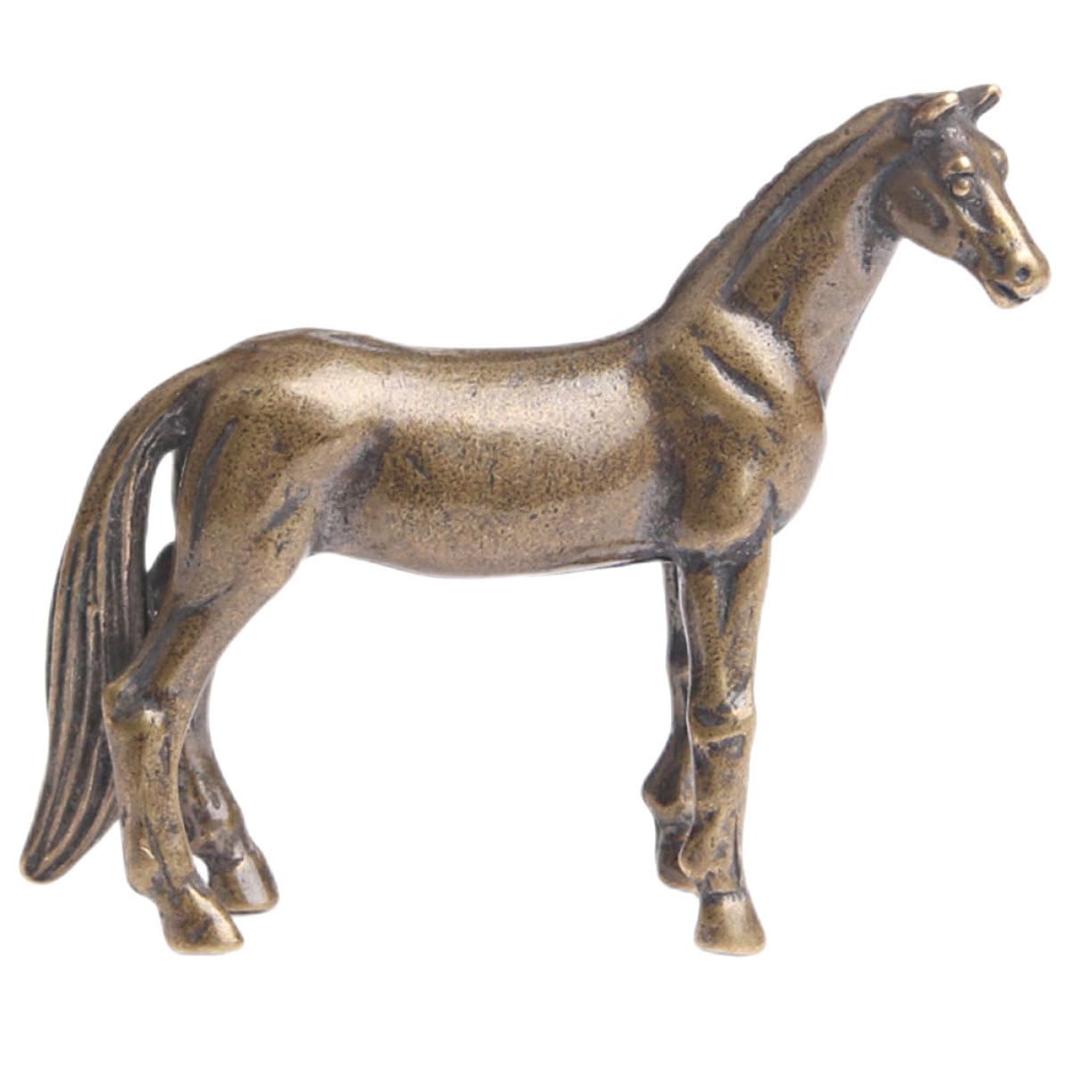 Vintage mosiężna statua konia z litego brązu figurka dekoracja na biurko ozdoba Feng Shui dla miłośników koni domowa herbata zwierzęta domowe są kolekcjonerskie