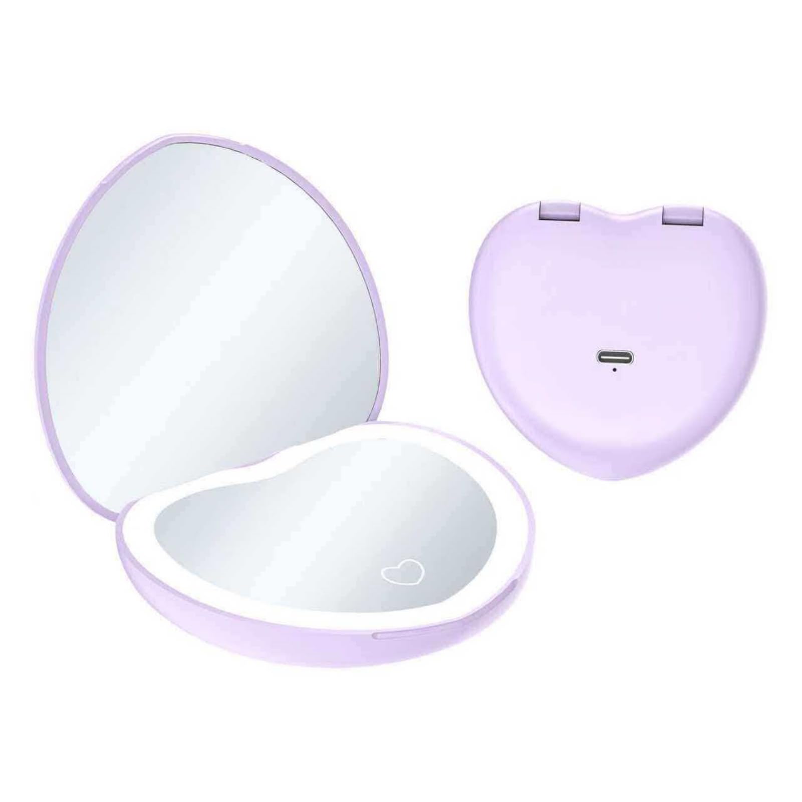 Miroir de poche pliable à LED pour retouches maquillage en voyage