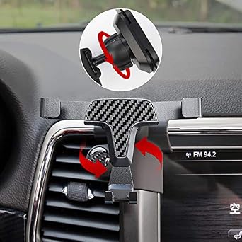 ITrims Car Accessories for Jeep Grand Cherokee 2014-2020 Phone Holder, Aluminum Alloy, Carbon Fiber, Compatible with Smartphones