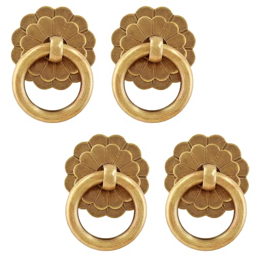 Jiozermi Metal Ring Pull Handles, Bronze, 4 Pcs