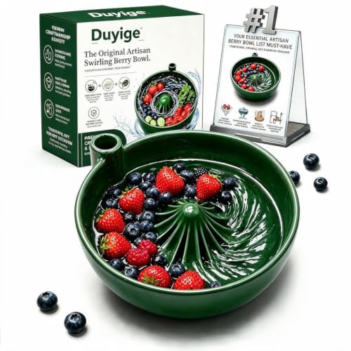 Berry Washing Bowl Ceramic Berry Cleaner Colander with Drain Holes Produce Rinsing Bowl with Center Cone Kitchen Basket for Strawberries Blueberries Grapes Vegetables and More