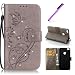 Produktbild EMAXELERS Huawei P8 Lite 2017 Hülle Bling Diamant Schmetterling PU Leder Ledercase Flip Tasche Wallet Schutzhülle Etui Tasche Handytasche Hülle für Huawei P8 Lite 2017,Gray Diamond Butterfly