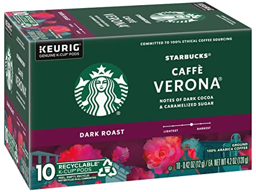 Image of Starbucks Cafe Verona Roast K Cup Pods, Dark Cocoa And Caramelized Sugar, 25.3 Ounce, Pack of 60