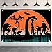 Mysterious Creatures Silhouette Backdrop Banner - Bigfoot, Werewolf, Mothman, Alien UFO & Loch Ness Monster Design for Halloween Photography, Studio Background, Scary Party 72x43 Inch