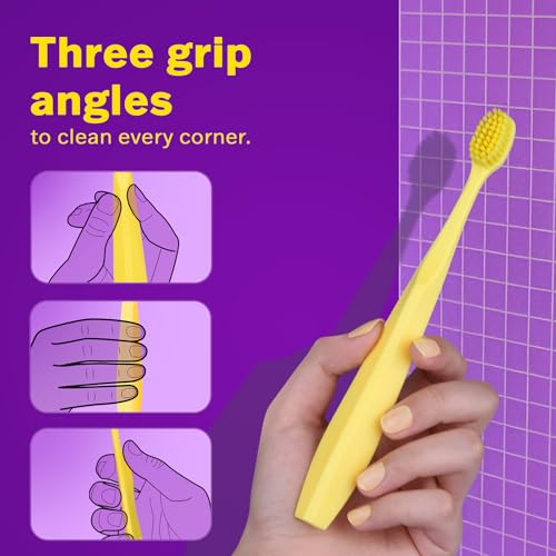 Image of Max Extra Soft Toothbrush for Adults with Sensitive Gums, Soft Bristle Toothbrushes, Wide Head for Back Teeth, Ergonomic Non-Slip Grip, BPA Free, Individually Wrapped, 4 Pack, Macaron Set