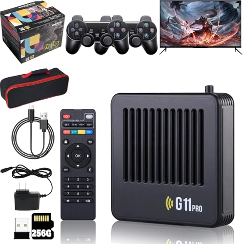 Retrowave G11 Pro, G 11 Pro Retro Konsole, 4k HD Retro Wave G11 Pro, Retrowave G11 pro 100000 Spiele, Portable Plug & Play Video Games with 4 Wireless Dual Controllers (64G-Mit 2 Griffen)