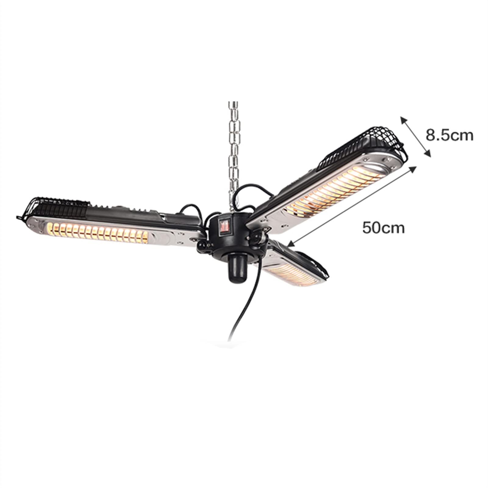 Stufa Elettrica Riscaldatore del patio elettrico, riscaldatore a infrarossi esterna pieghevole da 2000 W con 3 pannelli di riscaldamento, riscaldatore ombrello Patio super silenzioso, IP44 impermeabil