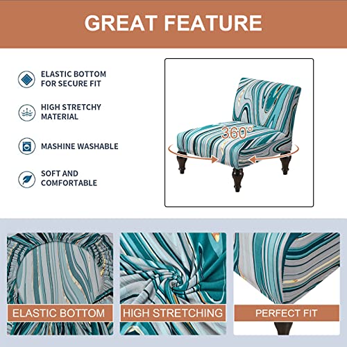 Image of Eco-Ancheng Armless Chair Slipcover - Removable, Washable, Printed Accent Chair Covers for Living & Dining Room