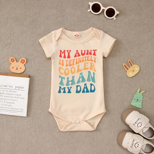 IZYJOY Newborn Infant Girls Boys Onesie Funny My Aunt Is Cooler Than My Dad Bodysuit Romper Unisex Baby Gift Clothes 0-12M4