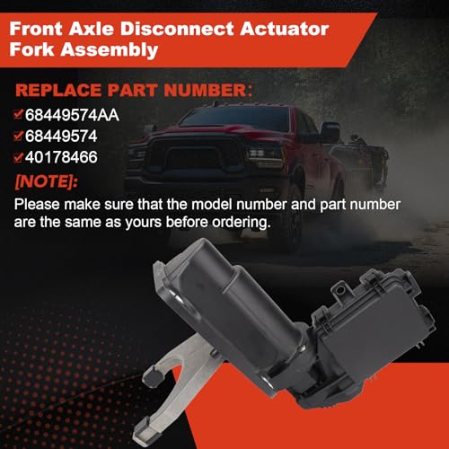 Image of 68449574AA Front Axle Disconnect Actuator Fork Assembly Compatible with Dodge Ram 2500 3500 6.4L 6.7L 2019 2020 2021 2022 2023 Replace 68449574AA