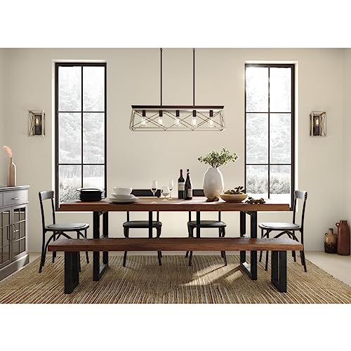 Image of Progress Lighting Briarwood Collection 5-Light Dining Room Light Fixture, Farmhouse Style Modern Chandelier for Kitchen and Dining Room, 38 inch by 9 inch, Graphite