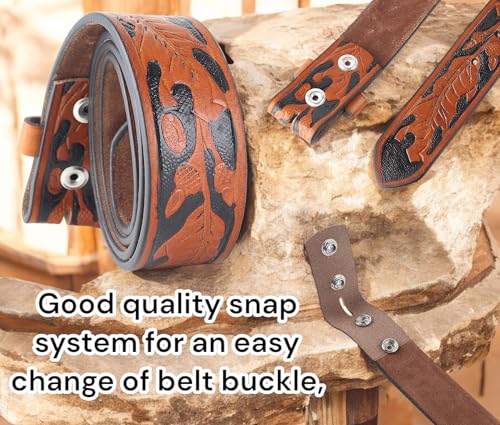 Image of F&L CLASSIC Western Belt without buckle for men - Full Grain Leather Cowboy Belts for jeans - One Piece Leather strap belt