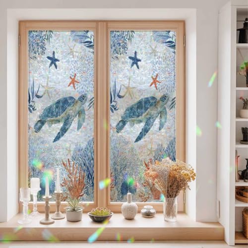 Película para ventana vinilo estático azul 23.6x59 pulgadas miniatura 2