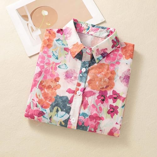 Image of Gufrina Women Mustard Multicolor Floral Print Button-Down Shirt with Elbow Sleeves and Collar Neck in Soft Breathable Fabric Ideal for Casual wear and Relaxed Styling