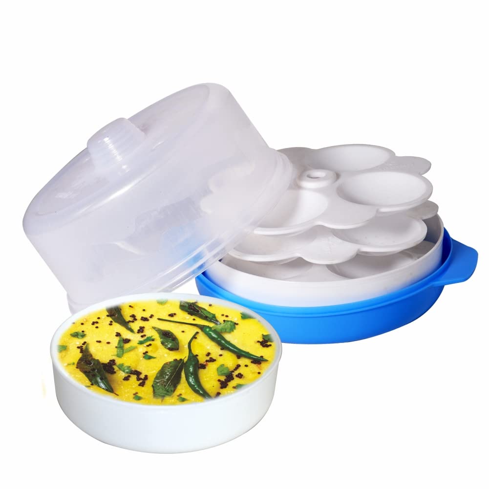 Wonder Homeware Prime Healthy Idli Dhokla Maker Combo Microwave Safe, Big Idli Steamer, Blue Color,