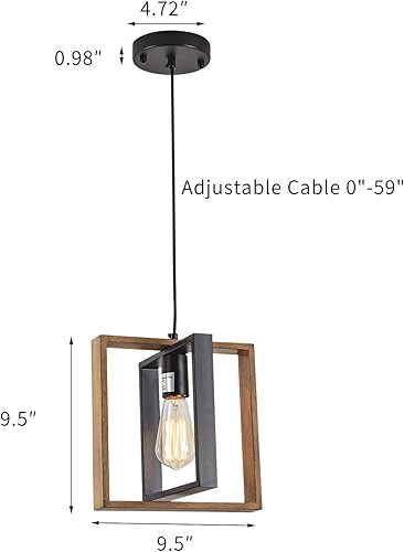 Miniatura 9 de Lámpara de isla de cocina moderna negra para comedor, mini lámpara de madera para granja, lámpara colgante para vestíbulo pasillo