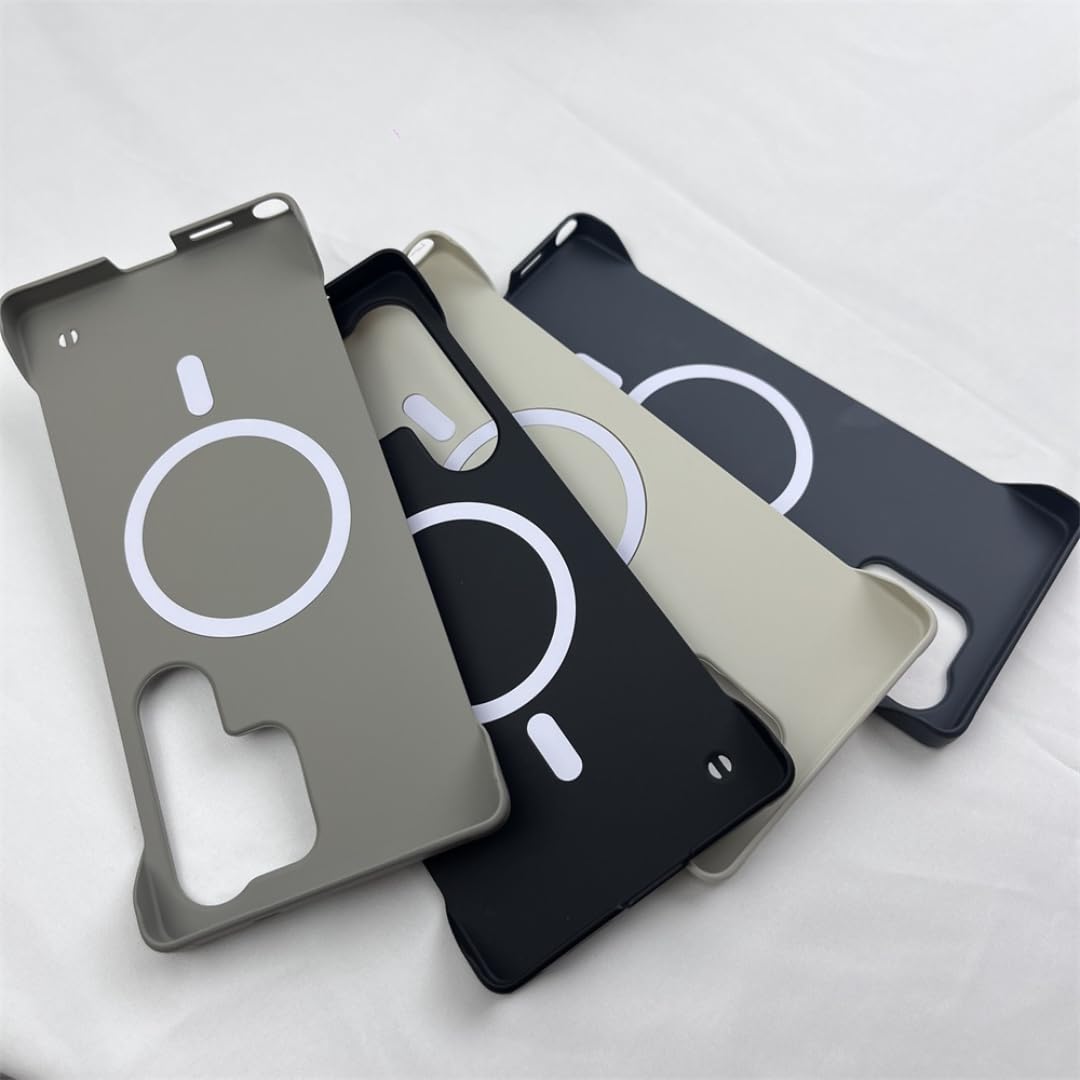 Ultracienkie, bezramkowe etui magnetyczne do Samsunga Galaxy S25 Edge, S24, S23, S22 Ultra Plus Fe, twarda ładowarka bezprzewodowa (do Galaxy S22ultra/szary)