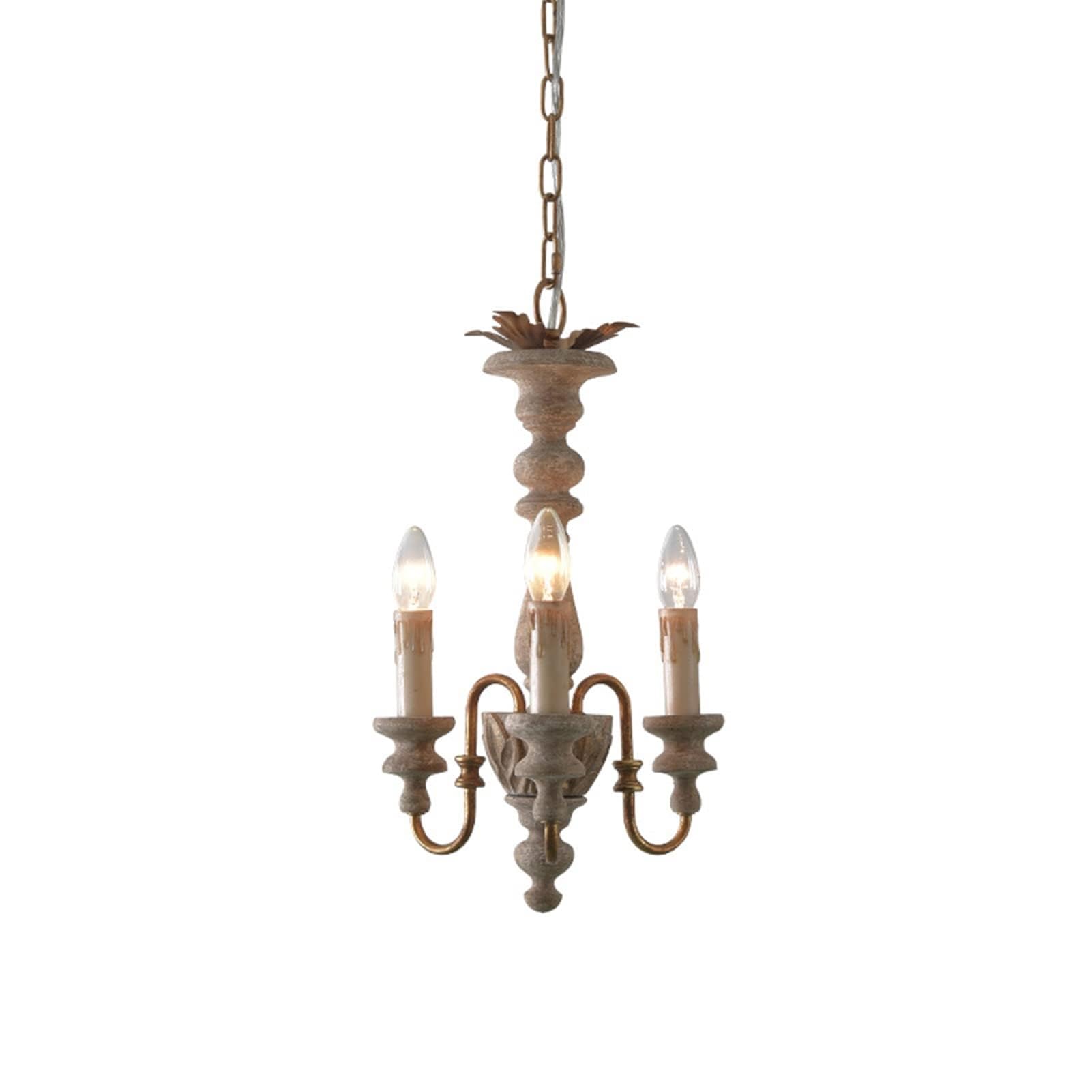 Juskaqzyi One Color Farmhouse Chandelier 3-Light French Country Chandelier Rustic Distressed Wood Chandeliers Light Fixture Ceiling Lights