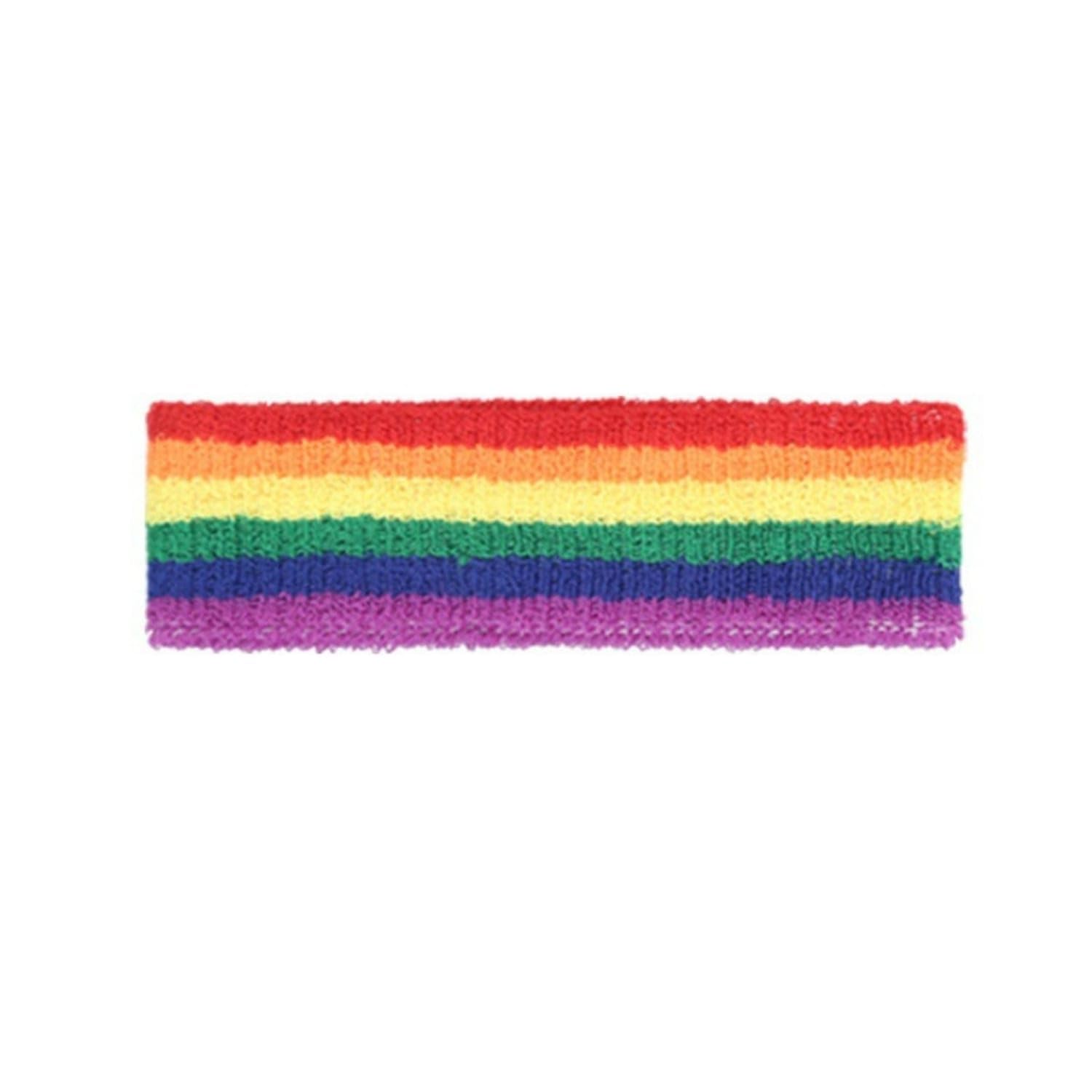 MERISHOPP®3 Pieces Rainbow Workout Headband Moisture Wicking Rainbow Sweatband Set Breathable Striped Sports Headband for Running, Mindful Movement, Basketball, Rainbow|Sporting Goods-image-39