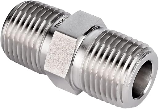 316 Stainless Steel Pipe Fitting Hex Nipple 1'' x 1 Male NPT, 5300 psi, SS-PHN-NS16
