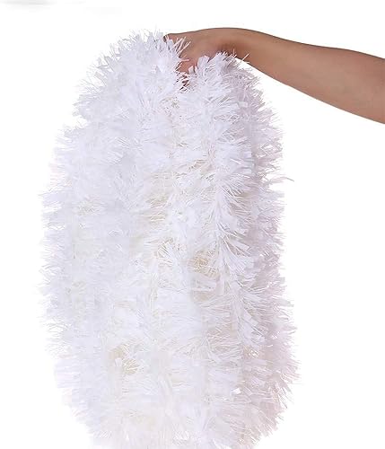 Miniatura 2 de CCINEE Guirnalda de oropel de Navidad de 33 pies, guirnalda metálica blanca para decoración de árbol de Navidad, decoración interior y exterior