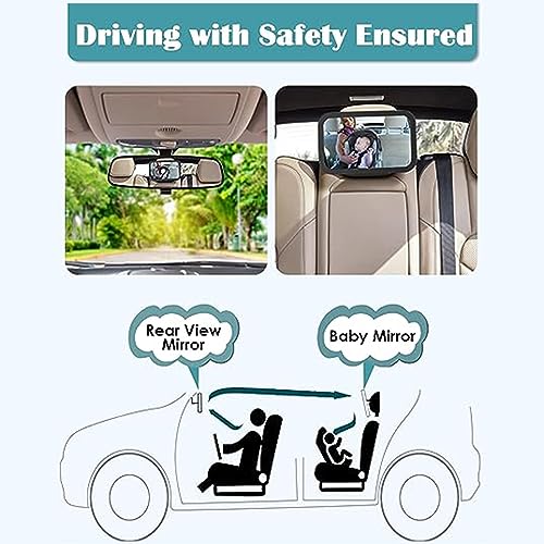 Baby Backseat Mirror for Car, Adjustable length, Facing Car Seat, Strapped on Back Seat Headrest, Well - Designed for Baby Safety - Secure and Shatterproof - Image 4