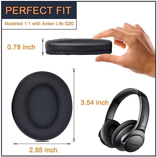 Earpads para Anker Soundcore Life Q20 q20bt Almohadillas de Repuesto con Cuero Proteico y Espuma Viscoelástica para Anker Soundcore Q20 & q20bt miniatura 2