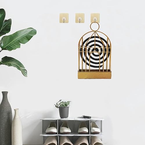 Miniatura 5 de Soporte de bobina de mosquito de metal portátil, soporte de incienso retro, jaula colgante para pájaros, decoración de jardín para el hogar, bar,