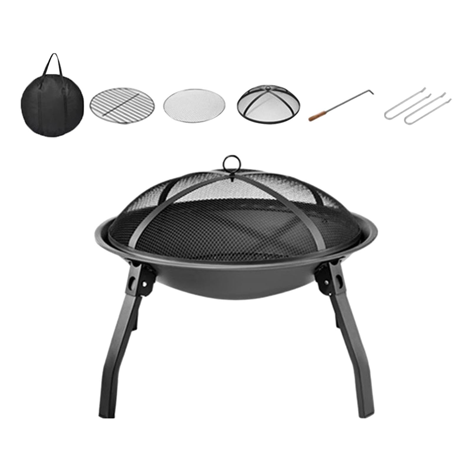 Charcoal Grill Outdoor Fire Pit Burning Firepit for Picnic Garden Patio 7pcs|Fire Pits & Chimineas|Home & Garden-image-9