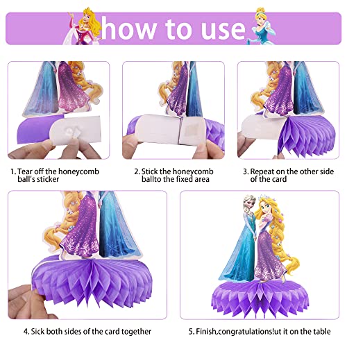 9Pack Princess Party Honeycomb Centerpiece,Princess Theme Birthday Party Supplies,3D Double Side Table Decorations,Girls Cartoon Table Topper #TOP3