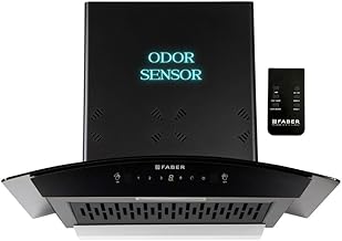 Faber Fully Automatic Autoclean Smart Chimney with Odour Sensor 60cm| Remote Control|1350 m3/hr Filterless|12 Yrs Warranty on Motor|Hood Stella 3D IN HC SC FL BK 60, Black