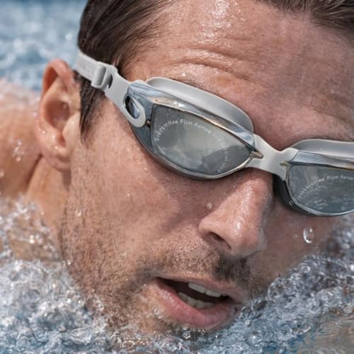 Image of First Lens Powered Swimming Goggles with UV Protection & AntiFog - Gray plano - SW32