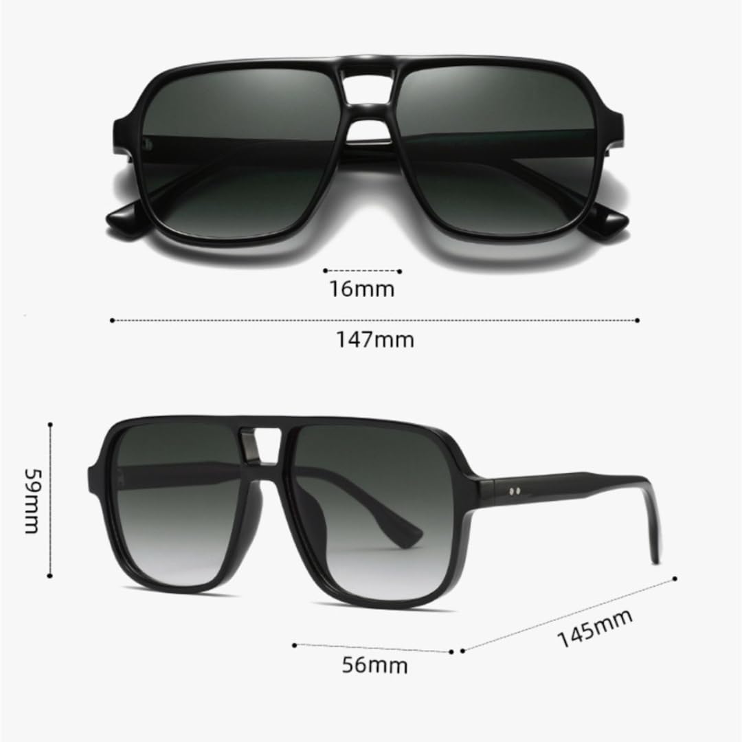 Gafas de sol de piloto cuadradas con doble puente estilo vintage retro clásico con protección UV400 para hombre y mujer elegantes y a la moda.