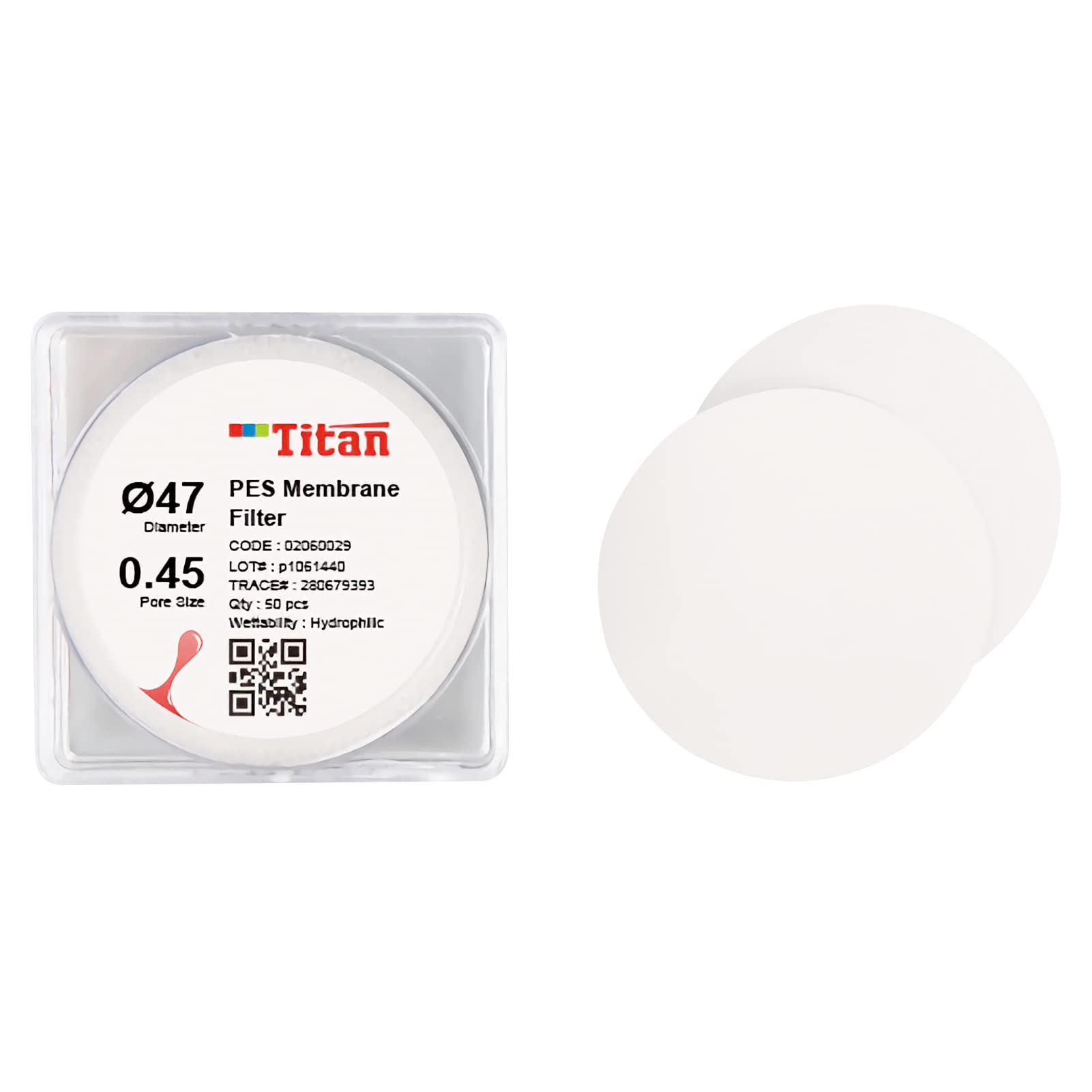 ADAMAS-BETA 100/Pk Micron Filter PES Membrane Filter 0.45um 47mm Micro Disc Membrane Filters for Laboratory Filtration
