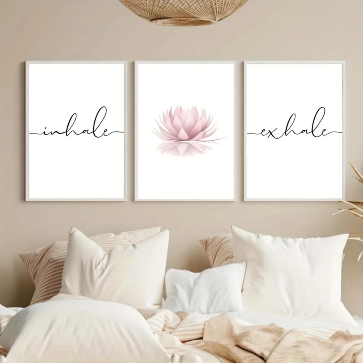 Affiche abstraite méditation lotus rose triptyque décoration zen - 8