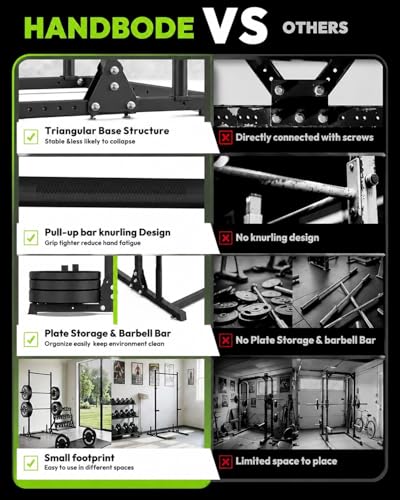 Image of HANDBODE Squat Rack with Pull Up Bar, Adjustable Power Racks for Home Gym, 800 lbs Capacity Bench Press Rack, Fits 6 & 7 FT Barbells for Strength Training